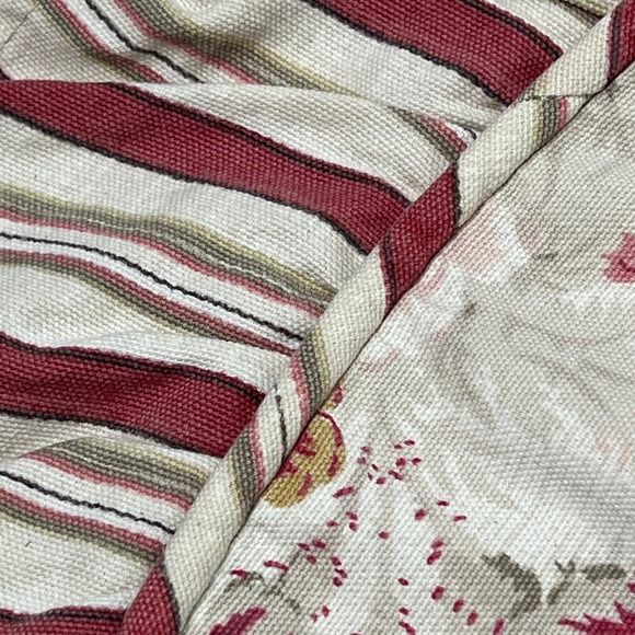 Waverly Garden Room Norfolk Rose Pillow Shams 2 Set Red Floral Stripe Ruffle - Picture 6 of 10